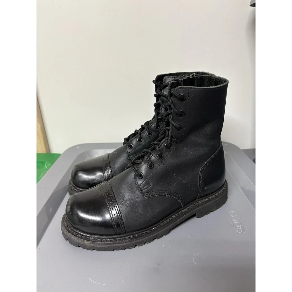 Bates Mens 8.5M Paratrooper Combat Boots Leather Black EO2184 Side Zip